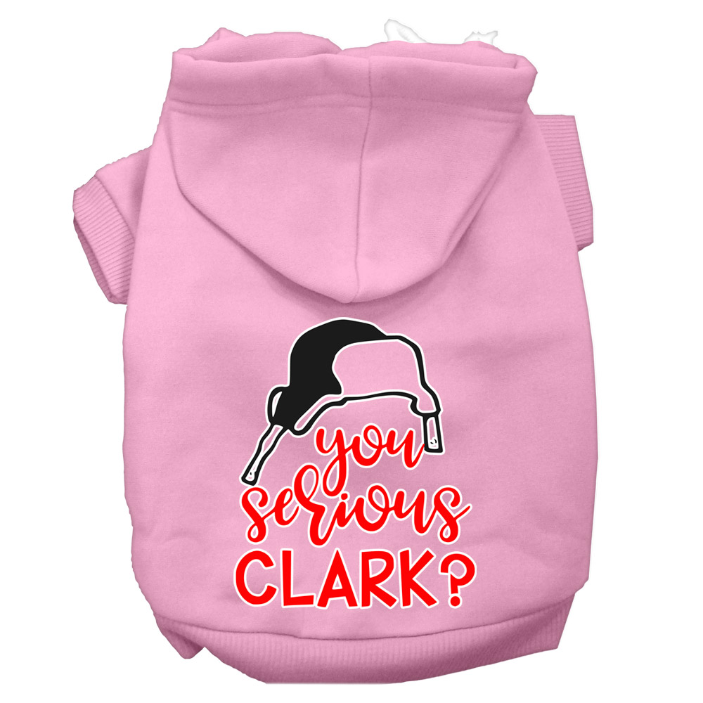 You Serious Clark? Screen Print Dog Hoodie Light Pink XS